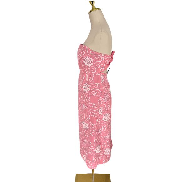 VTG Lilly Pulitzer Iron Maiden Strapless Dress 10 Cotton Pink Floral Butterfly - Picture 5 of 10